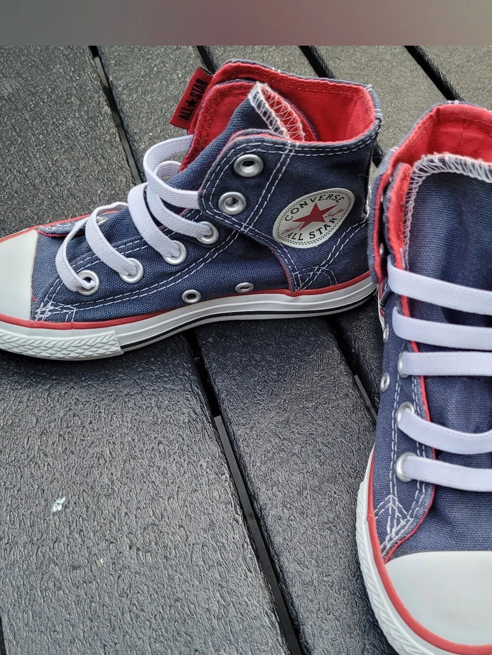 Converse All Star High Top Chuck Taylor Sneakers Velcro No Tie Size 12 EU29